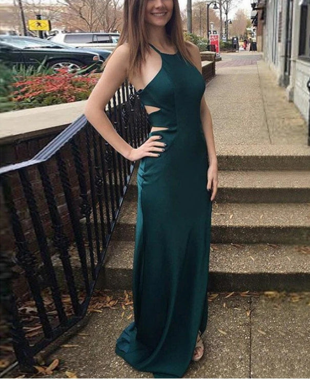 Luolandi Stunning Satin Prom Dresses Open Back Sheath Prom Gowns Party Dress Formal Dress